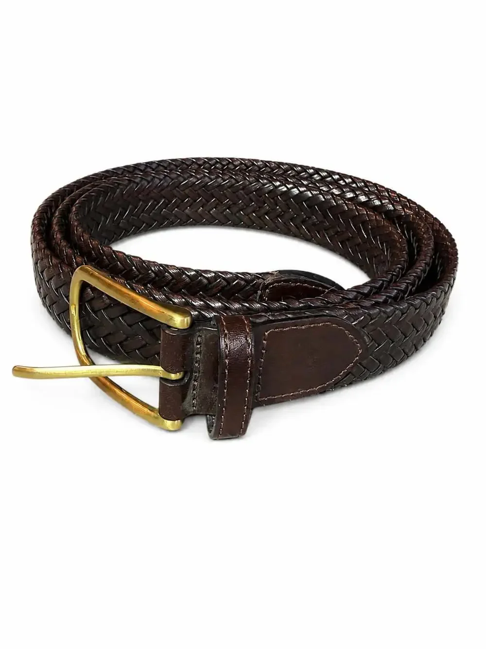 Perry Ellis Portfolio Men's Dark Brown Braided Leather Belt Size 46 KP65106